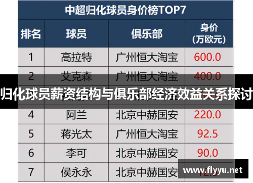 归化球员薪资结构与俱乐部经济效益关系探讨
