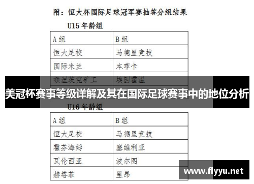 美冠杯赛事等级详解及其在国际足球赛事中的地位分析